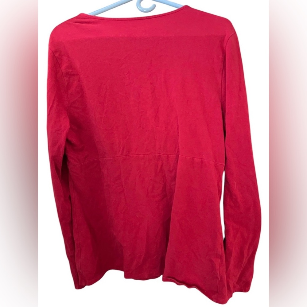 Eddie Bauer Red Faux Wrap Long Sleeve Top XL V-Neck Soft Knit - Picture 5 of 6